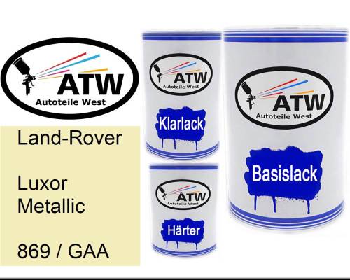 Land-Rover, Luxor Metallic, 869 / GAA: 500ml Lackdose + 500ml Klarlack + 250ml Härter - Set, von ATW Autoteile West.